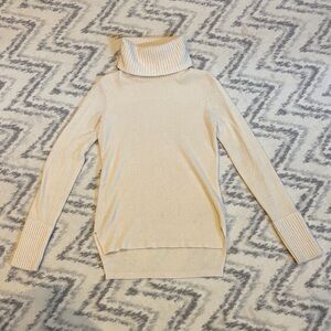 Veronica Beard Cream Cashmere Turtleneck Sweater